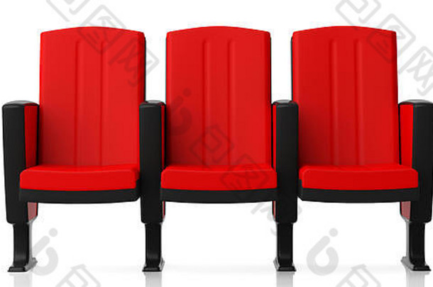 <strong>红</strong>色的剧院椅子孤立的白色背景前面视图插图