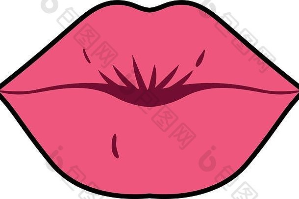 女嘴唇流行艺术风格孤立的图标