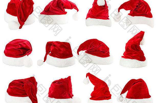 圣诞老人帽子圣诞老人隔离红白色
