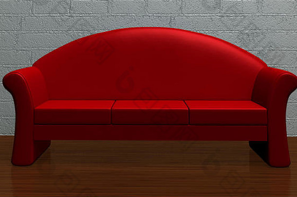 红色的沙发上