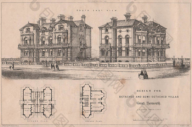 独立式和半独立式别墅设计，大雅茅斯；多德。诺福克，1867年