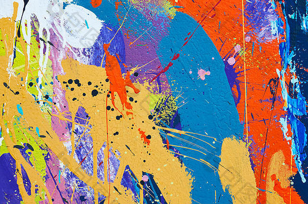 五彩生动、纹理丰富的水粉抽象背景。水平的
