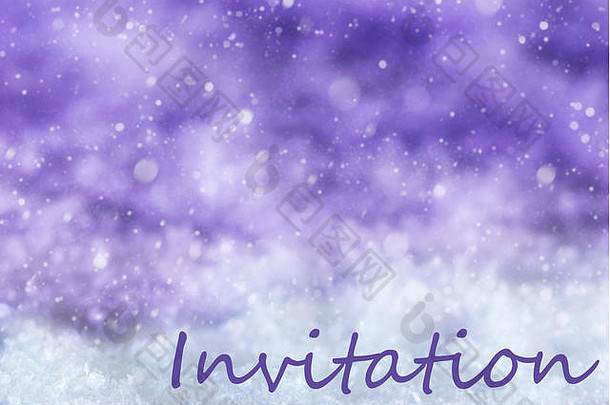 紫色圣诞背景，雪花，雪花，短信邀请