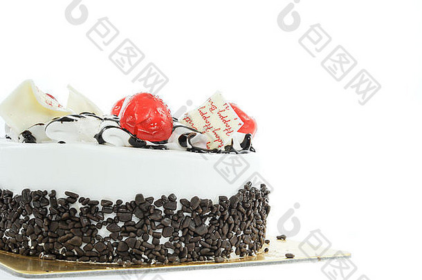 白色背景的生日蛋糕