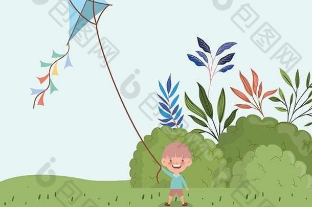 快乐男孩飞行风筝景观