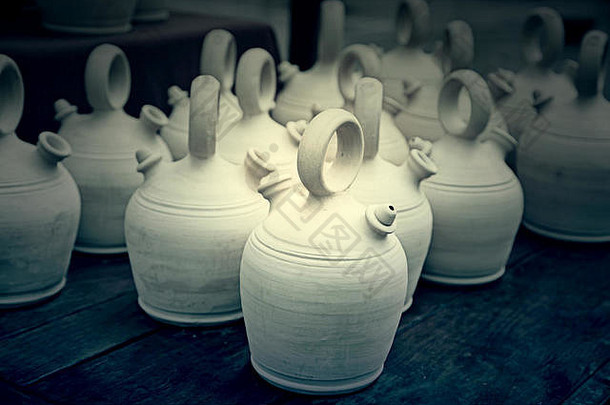 西班牙语粘土壶细节陶瓷容器液体西班牙语工艺品