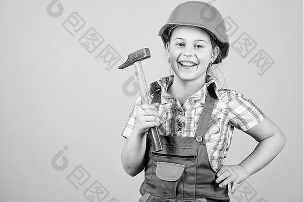 工具改善构建器工程师架构师未来职业孩子构建器女孩构建未来倡议孩子女孩硬他头盔构建器工人孩子护理发展