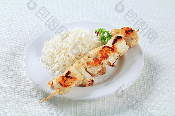 鸡串肉扦白色大米