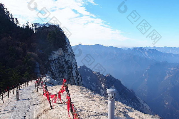 华山圣心山危险的小道峰旅行咸阳城市中国10月