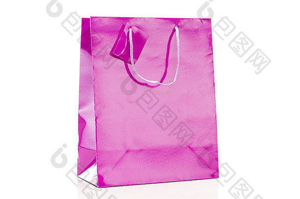 白色背景的单紫色购物袋