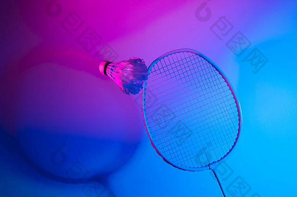 羽毛球球拍羽毛球充满活力的大胆的梯度全息霓虹灯颜色