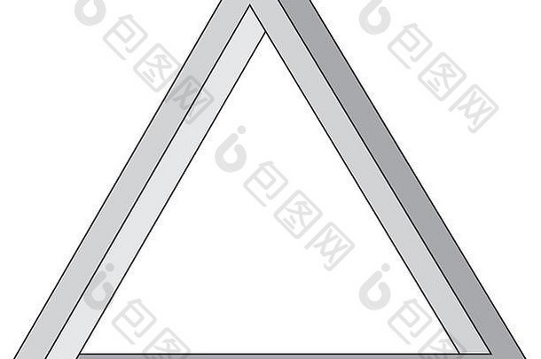彭罗斯三角形插图，彭罗斯三角架，不可能三角架，由莱昂内尔·彭罗斯在20世纪50年代设计的灰色不可能三角物体