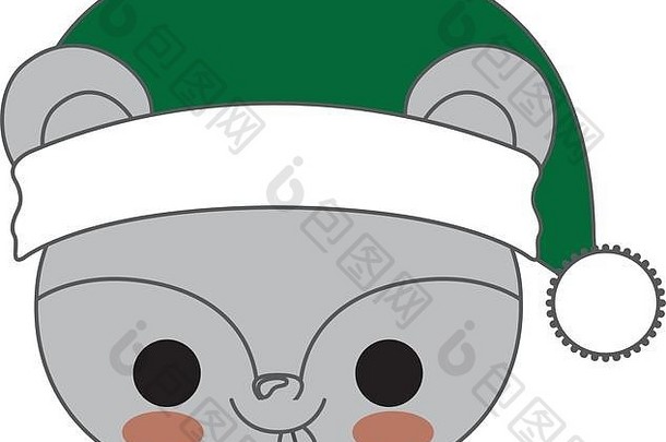 卡瓦伊动物风格与圣诞节主题隔离图标设计