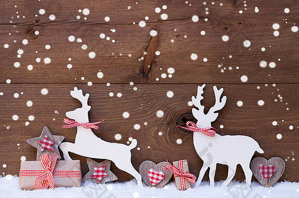 圣诞节装饰驯鹿夫妇爱雪花