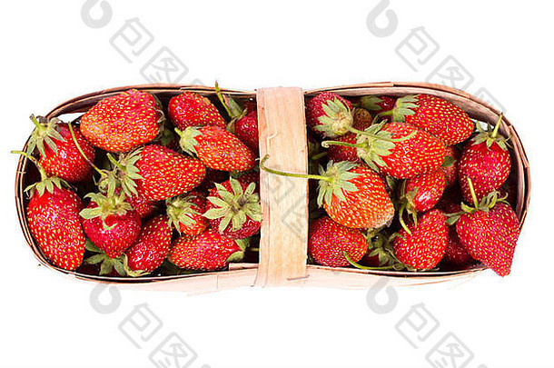 草莓篮子孤立的白色背景
