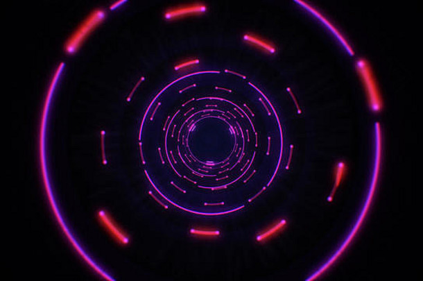 粉红色的紫色的摘要光圈无缝的循环动画摘要背景隧道循环闪亮的光圈未来主义的照明霓虹灯空间摘要圈霓虹灯隧道