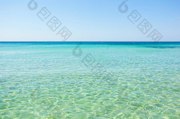 美丽的海绿松石水金海滩高峰火腿salento阿普利亚意大利