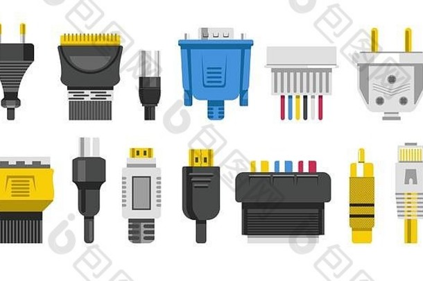插头和连接器或连接电缆、接线隔离图标