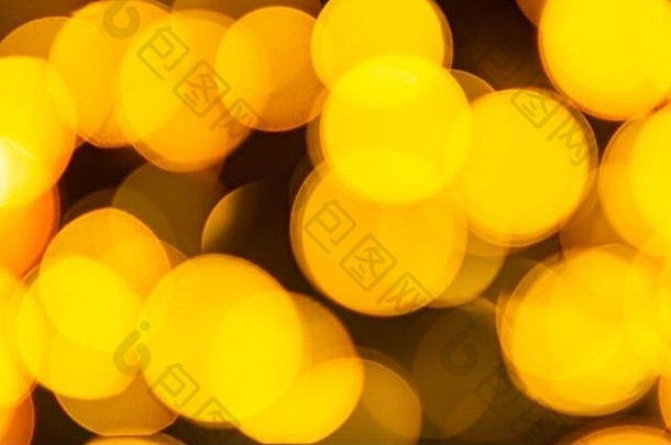 金黄色抽象背景，波基散焦模糊灯光