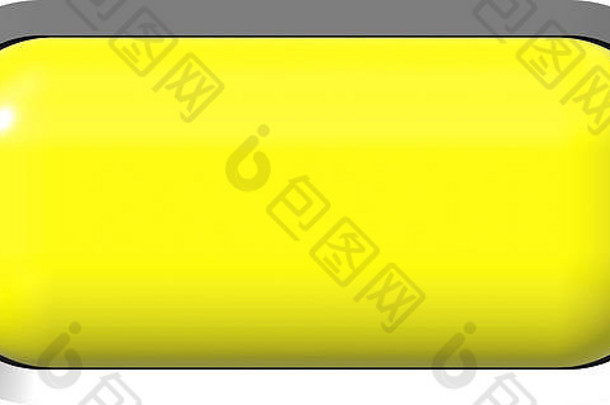 Web按钮3d-黄色光泽金属框架真，易于扩展-3d渲染
