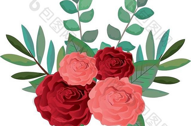 美丽的玫瑰树装饰图标