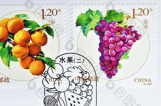 中国约邮票印刷中国显示水果水瓜葡萄邮票约