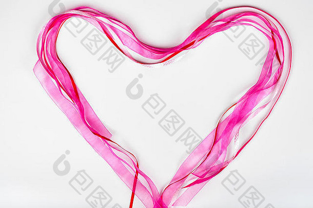 情人节一天概念红色的粉红色的丝带心
