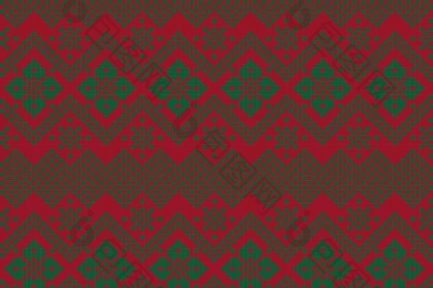 圣诞集市岛无缝图案背景-圣诞集市岛图案背景，适用于时尚纺织品、针织品和图案