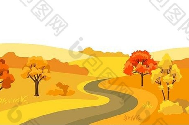 秋天背景景观程式化的树