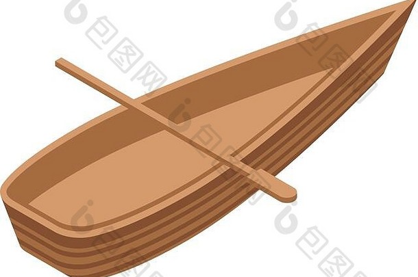非洲木船图标，等距样式