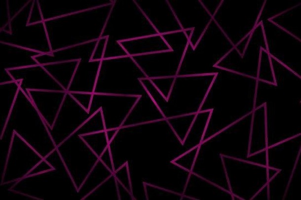紫色相交三角形的抽象暗背景