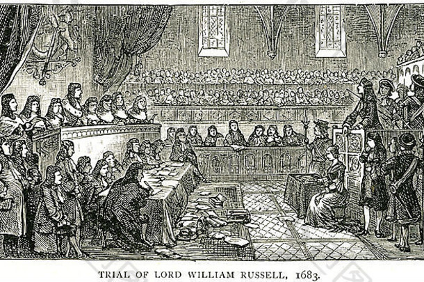 审判法官威廉·拉塞尔1683法庭治安法官威廉·拉塞尔，拉塞尔勋爵（1639年9月29日至1683年7月21日），是一名E