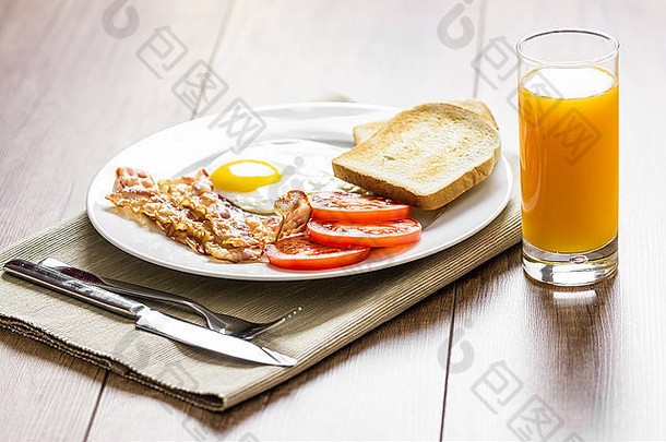 健康的英语早餐橙色汁
