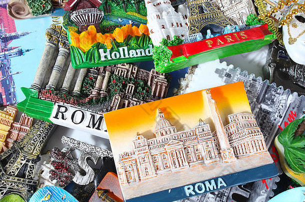 巴黎罗马旅游插图美丽的巴黎冰箱磁铁纹理冰箱磁铁世界色彩斑斓的插图旅游