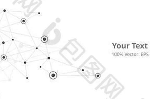 未来加密区块链插图。Vector全球创意社交网络。带线和点的抽象多边形背景