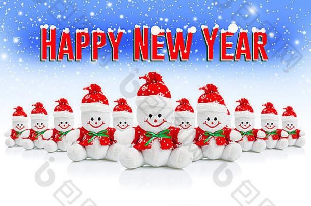 快乐一年问候卡微笑通用的圣诞节雪人玩具