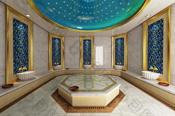 现代土耳其浴室三维设计与渲染