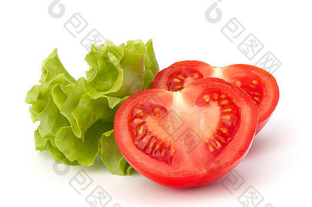 番茄蔬菜生菜沙拉孤立的白色背景