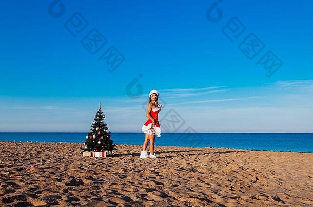 女孩圣诞节度假胜地南海