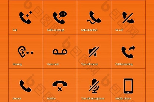 电话手机调用图标橙色背景