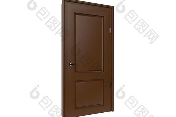 棕色的门。三维渲染插图