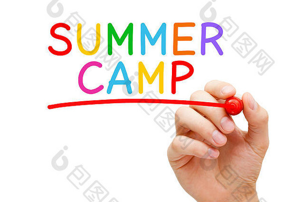手写作夏天营标记透明的擦董事会监督程序孩子们青少年夏天假期期