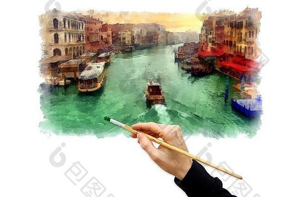 关于威尼斯景色的插图