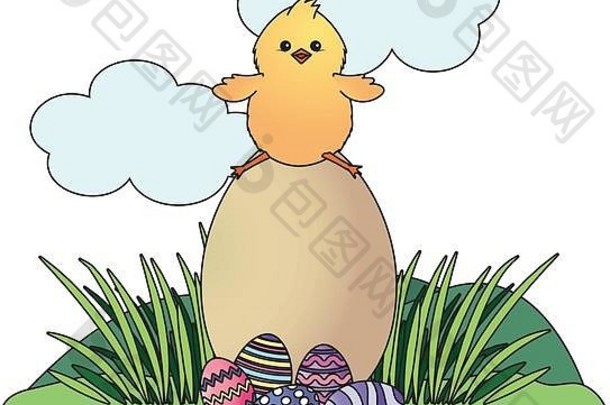 复活节彩蛋鸡