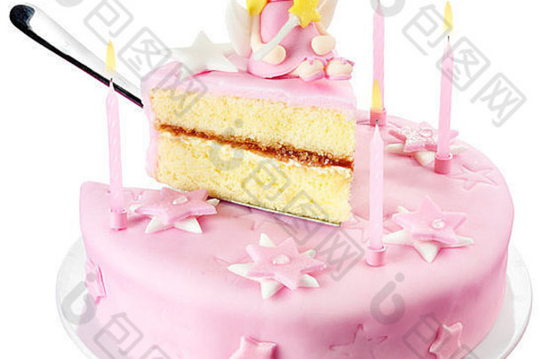 粉红色的仙女生日蛋糕