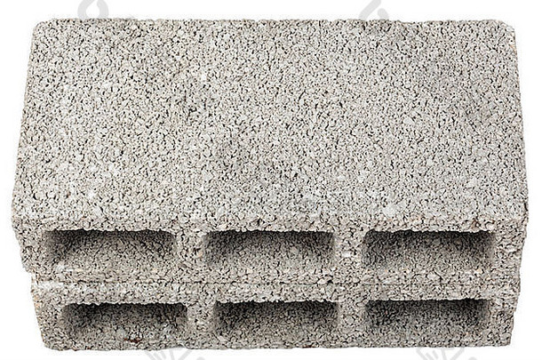 高角视图灰色的混凝土建设块煤渣块微风块水泥块基金会块贝瑟