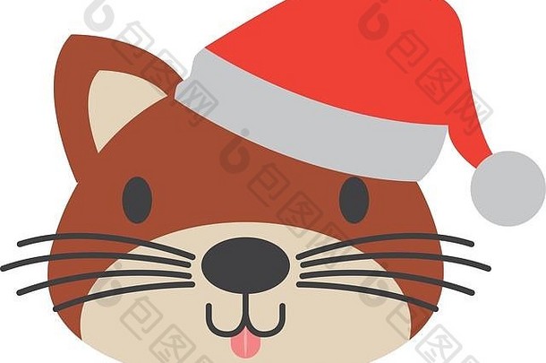 可爱的猫戴着暖和的帽子过圣诞节