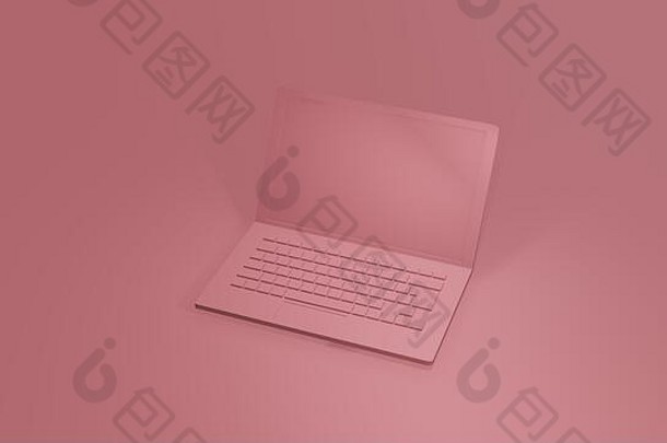 粉红色的移动PC渲染柔和的音调