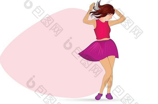 妇女节快乐概念。为3月8<strong>日国际</strong>妇女节假期设计。粉红色背景上<strong>可爱</strong>快乐的女人。