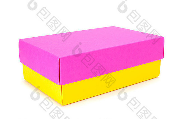 粉红色的黄色的盒子白色背景
